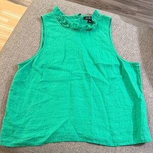 J. Crew Vibrant Green Ruffle Neck Blouse